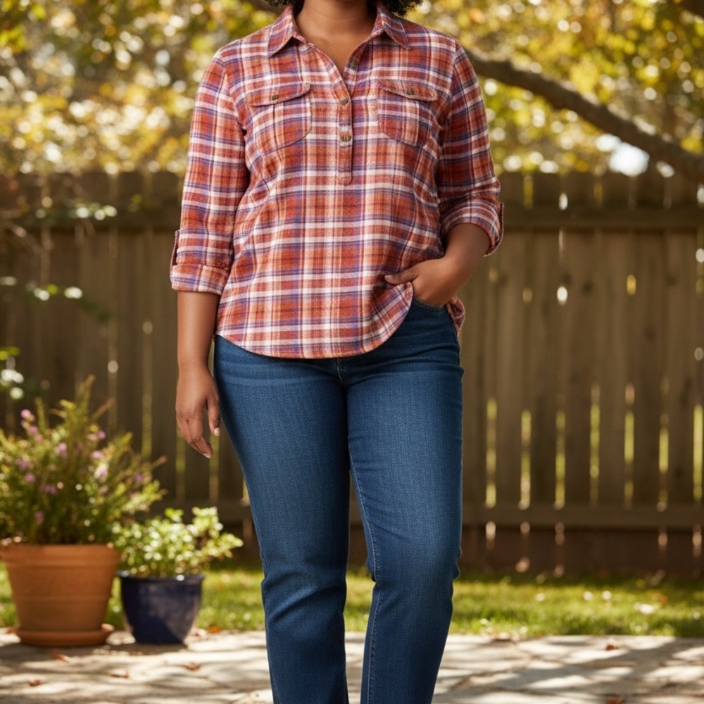GAP Red and Blue Plaid Women's Button-Down Shirt